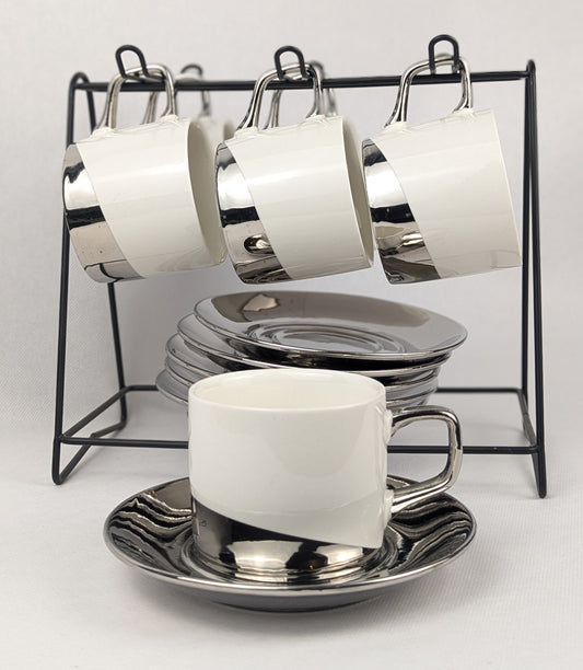 6 tasses à café avec support