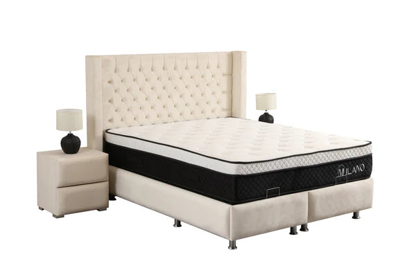 Lit Coffre BIANCA BLANC CASSE - Velours