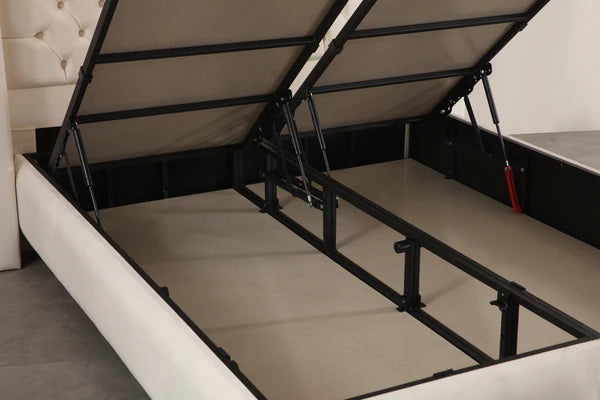 Lit Coffre BIANCA BLANC CASSE - Velours