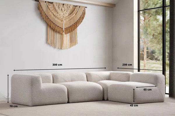 Canapé Nuage en chenille blanc cassé de HomeDeLuxe, design élégant avec coussins confortables, vue de face.