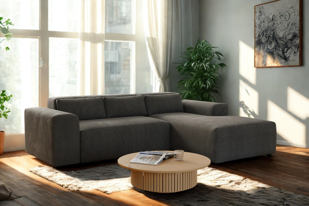 Canapé Moris Côtelé Gris Anthracite