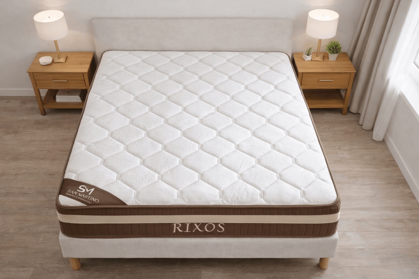 Matelas RIXOS Mousse HomeDeLuxe de 30 cm d'épaisseur, confort et soutien pour lit double, image montrant le dessus du matelas.