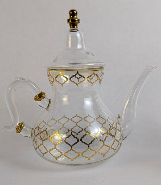 Théière en verre Fès de marque HomeDeLuxe, transparente, avec poignée en verre et design élégant pour infuser le thé.