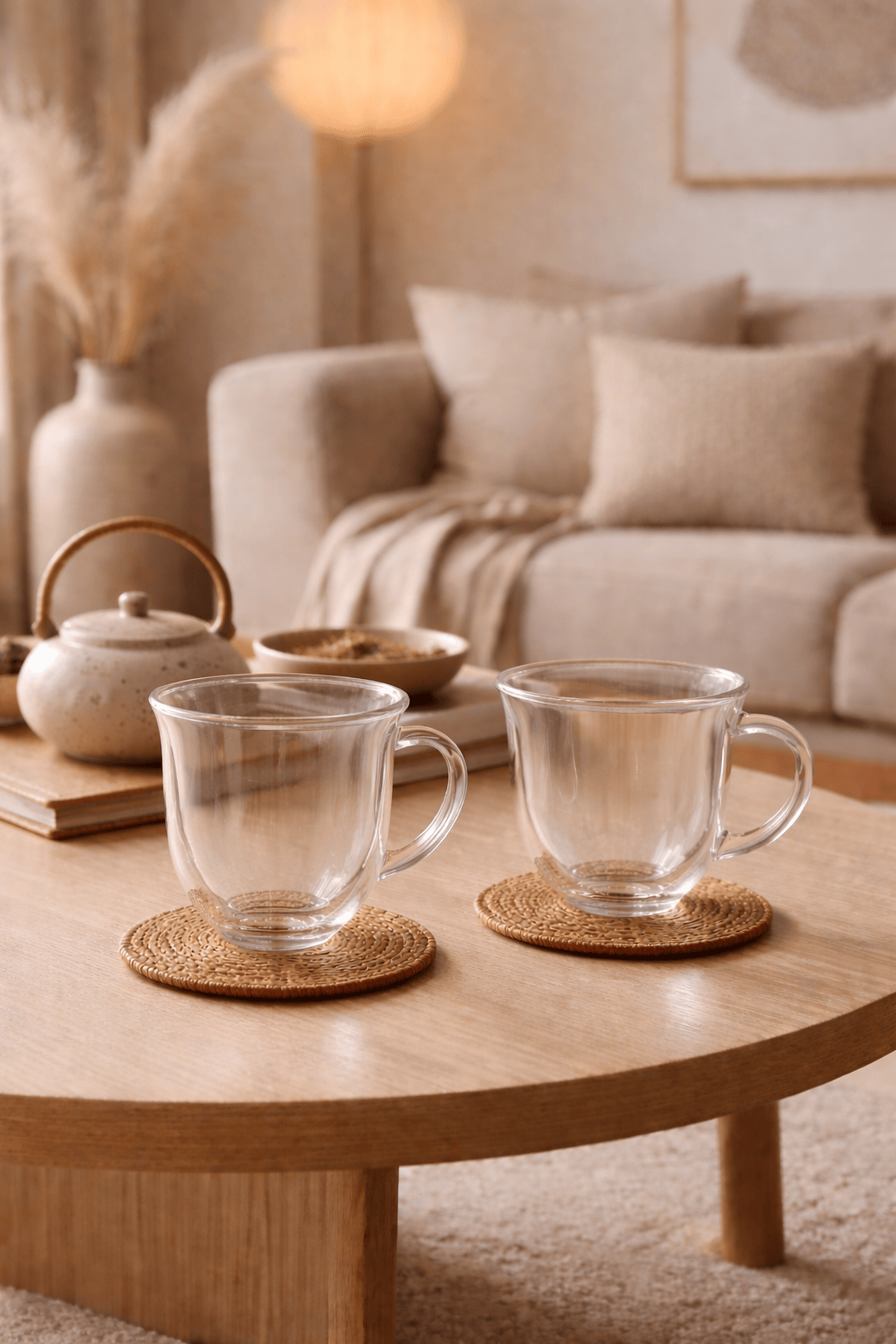 Duo de verres en verre transparent de la marque HomeDeLuxe, affichant un design élégant et moderne.