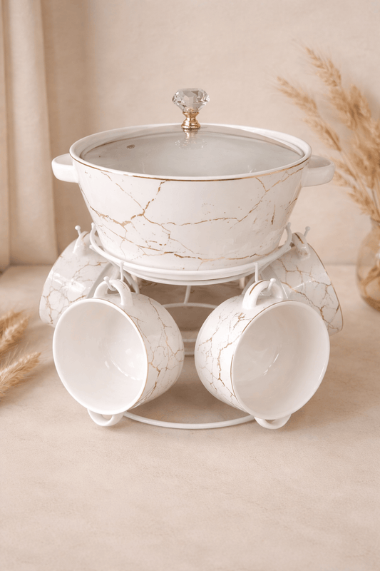 Soupière dorée effet marbre - Home de Luxe France