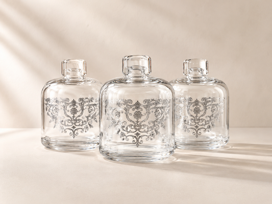 Trio de mini bocaux argentés