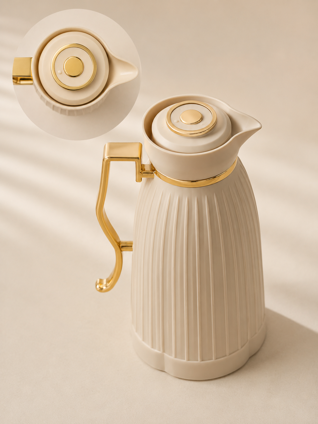 Thermos beige & doré