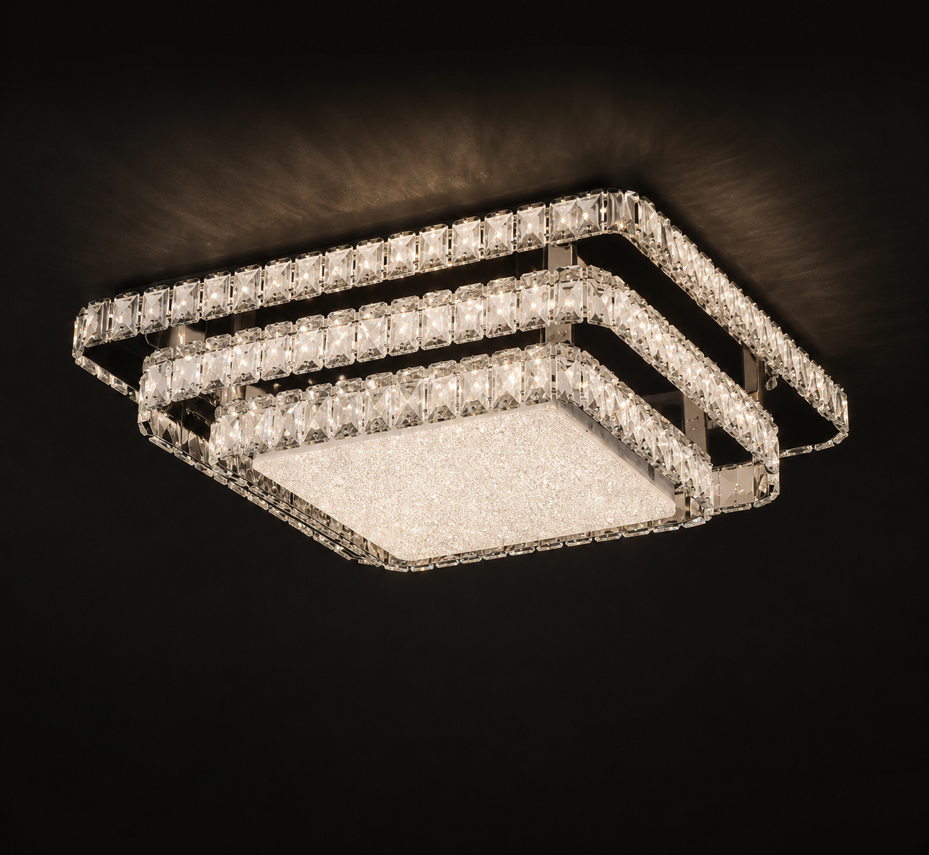 Lustre LED carré pailleté