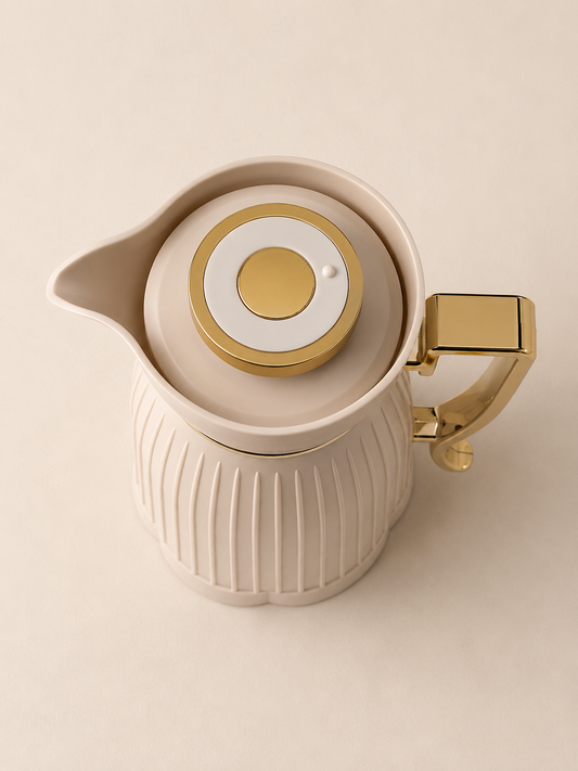 Thermos taupe et doré