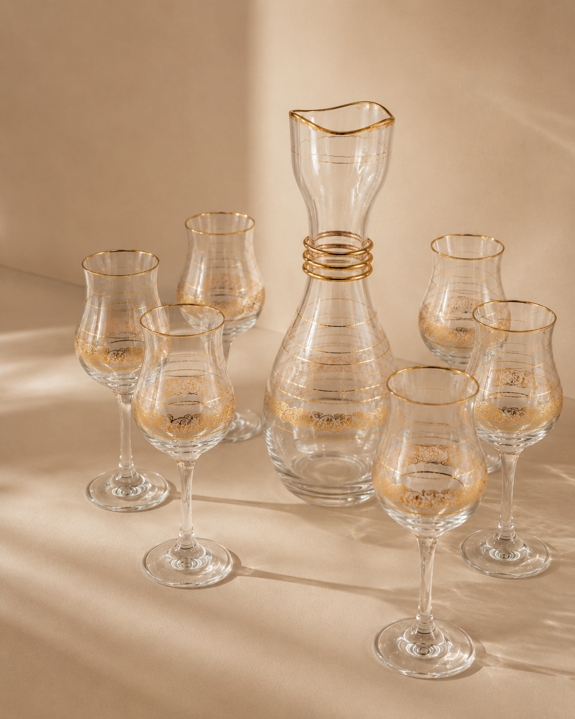 Carafes & 6 verres a pied luxe