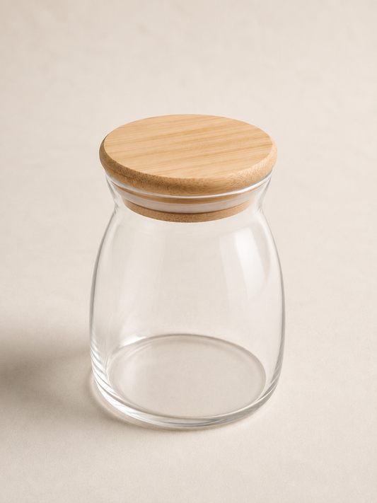 Bocal en verre bois clair