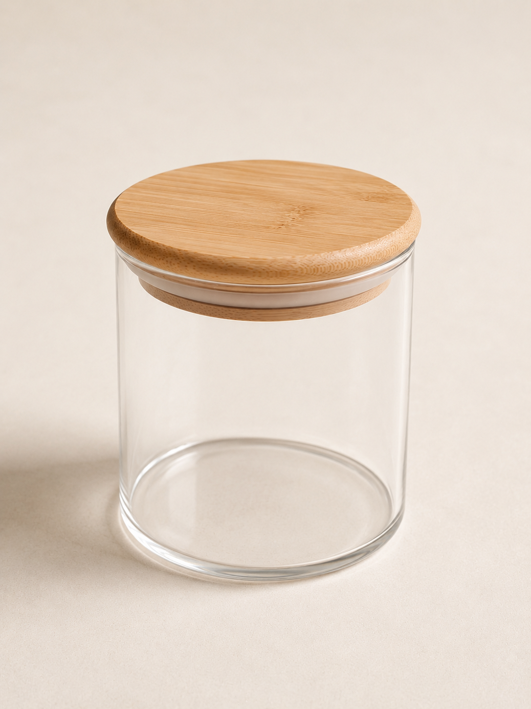Bocal en verre bois clair