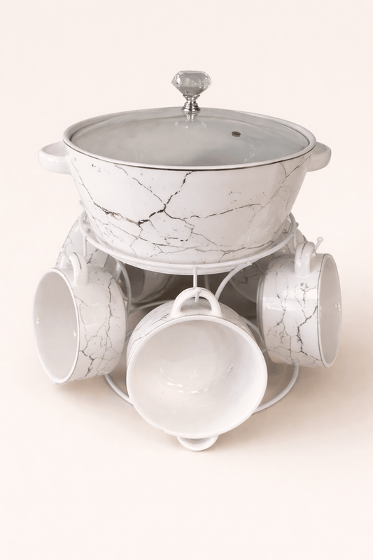 Soupière argentée effet marbre - Home de Luxe France