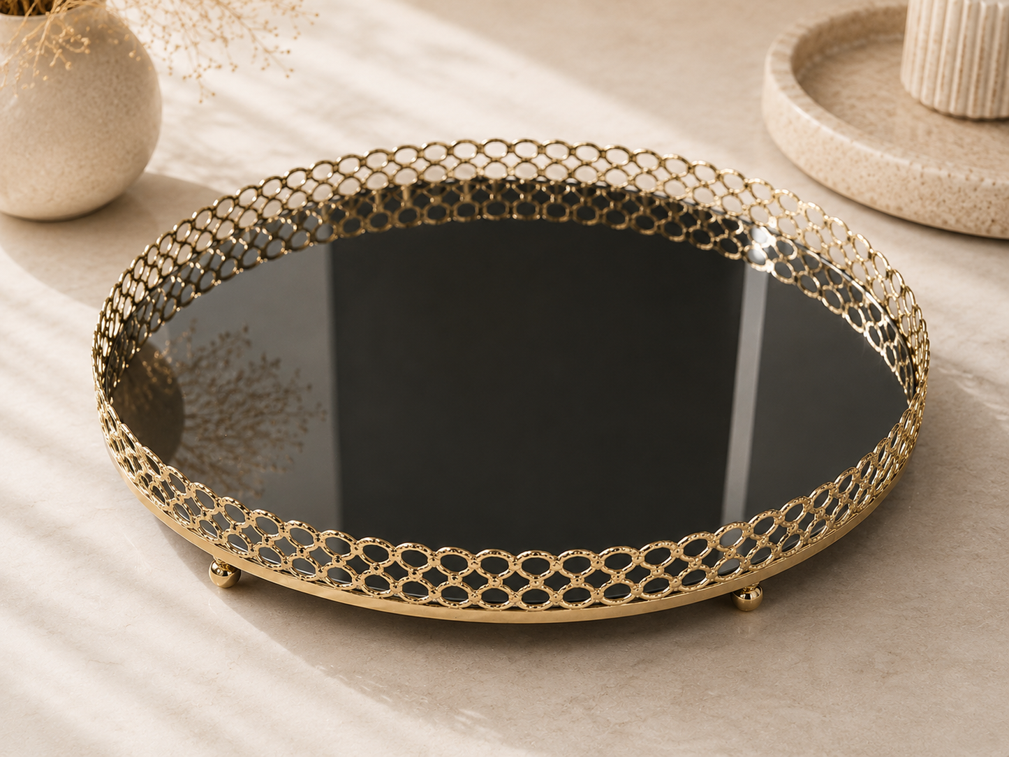Plateau rond miroir