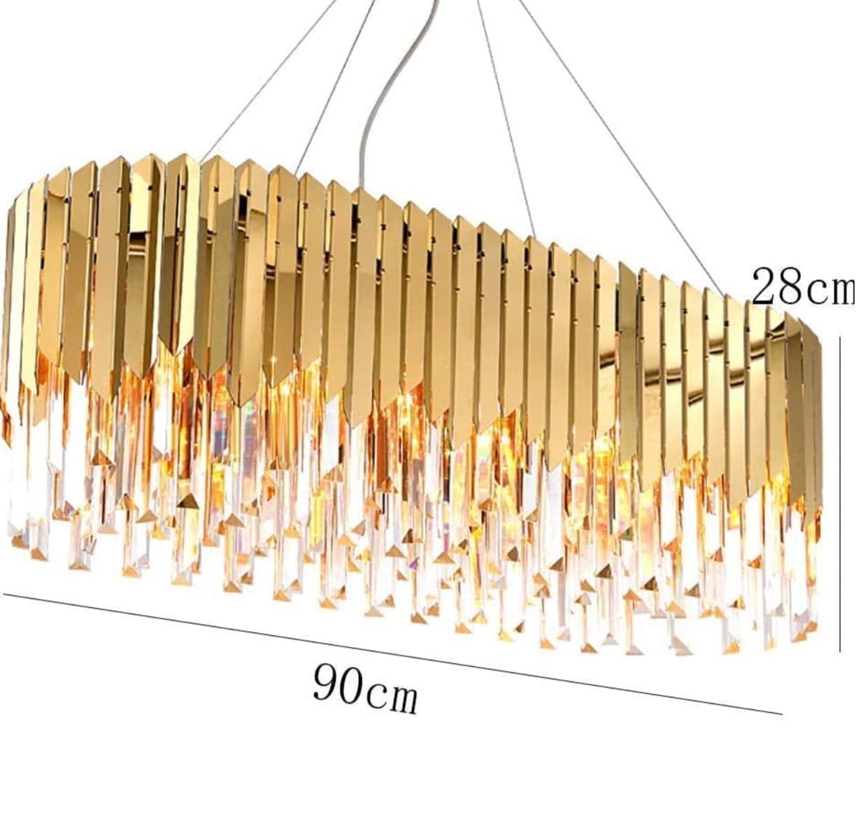 Lustre contemporain luxe de 90x30cm de la marque HomeDeLuxe, avec un design élégant et moderne en finition brillante.