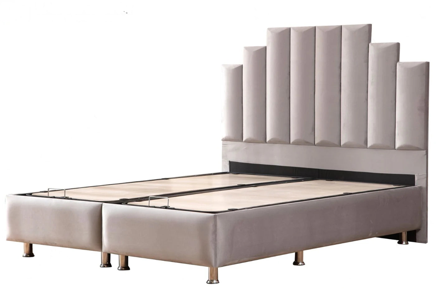 Lit Coffre NATURA GRIS - Velours