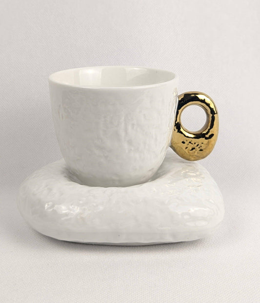 6 tasses à café en pierre de la marque HomeDeLuxe, design élégant, parfaites pour le service de café.