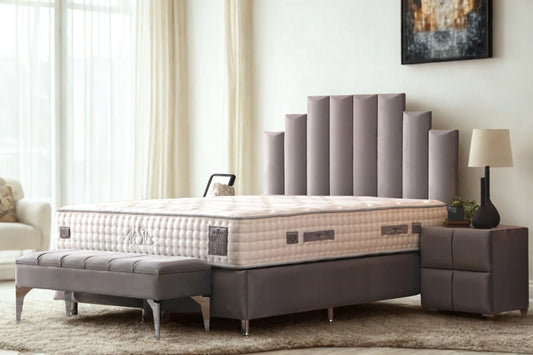 Lit Coffre NATURA GRIS - Velours