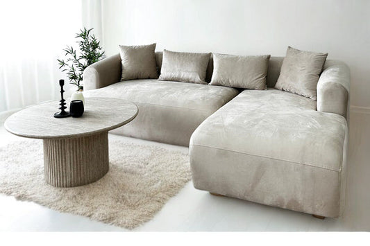 Canapé d'Angle Ela Velours Beige