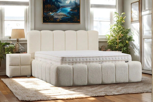 Lit Coffre ALYA BLANC CASSE - Chenille