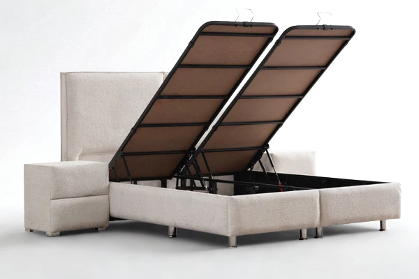 Lit Coffre MAYA BLANC CASSE - Chenille