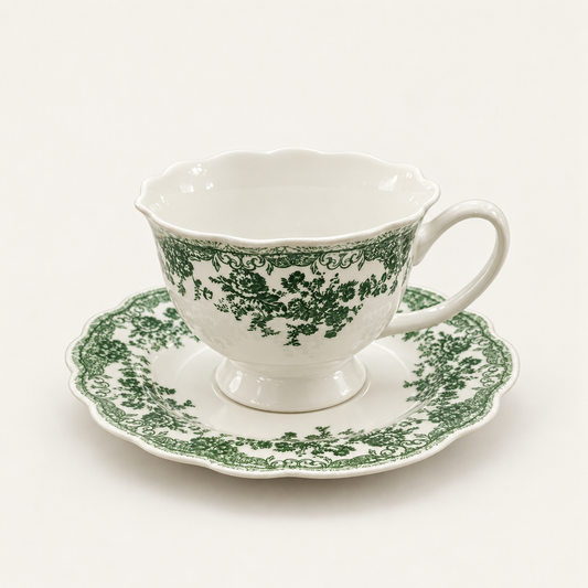 Set de six tasses et sous tasses vintage vertes