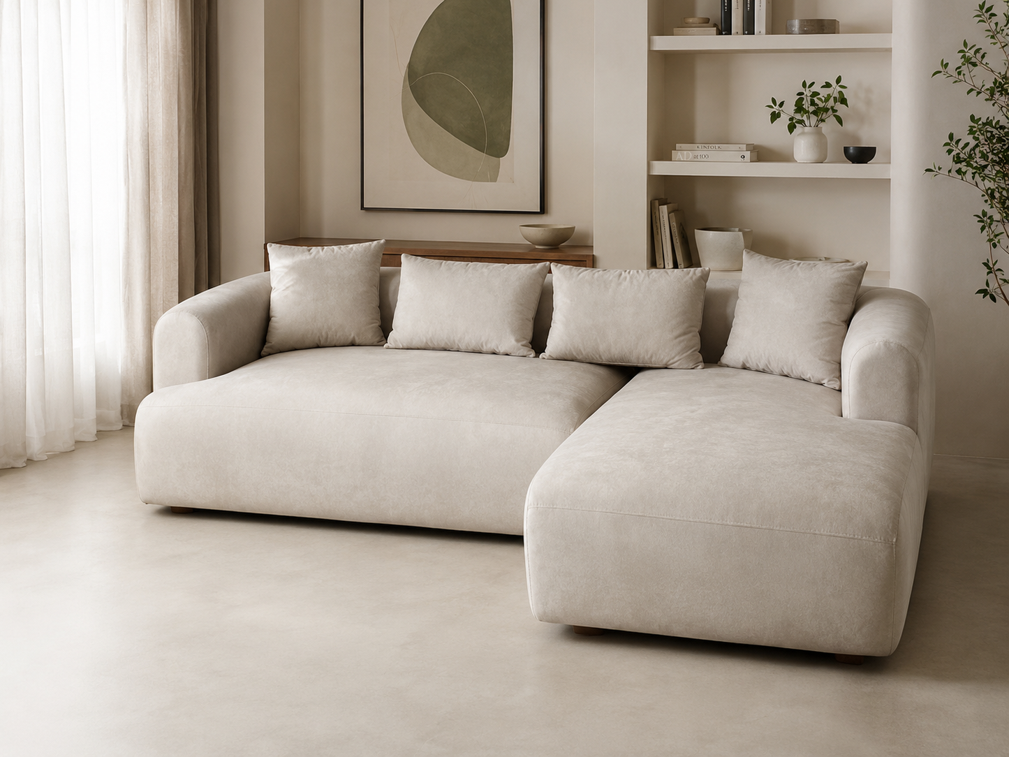 Canapé d'Angle Ela Velours Beige