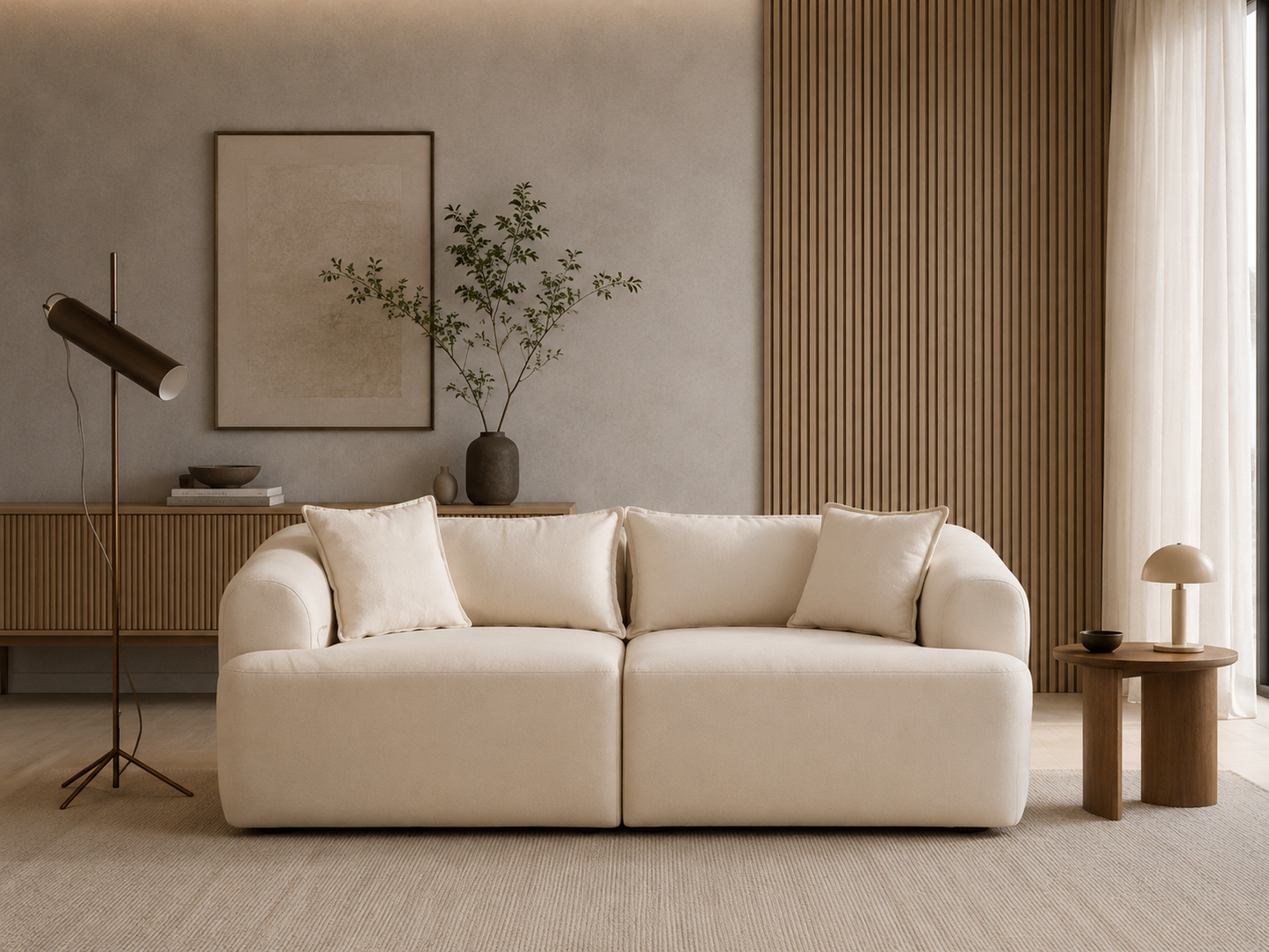 Canapé Mila Modulable Velours Blanc cassé