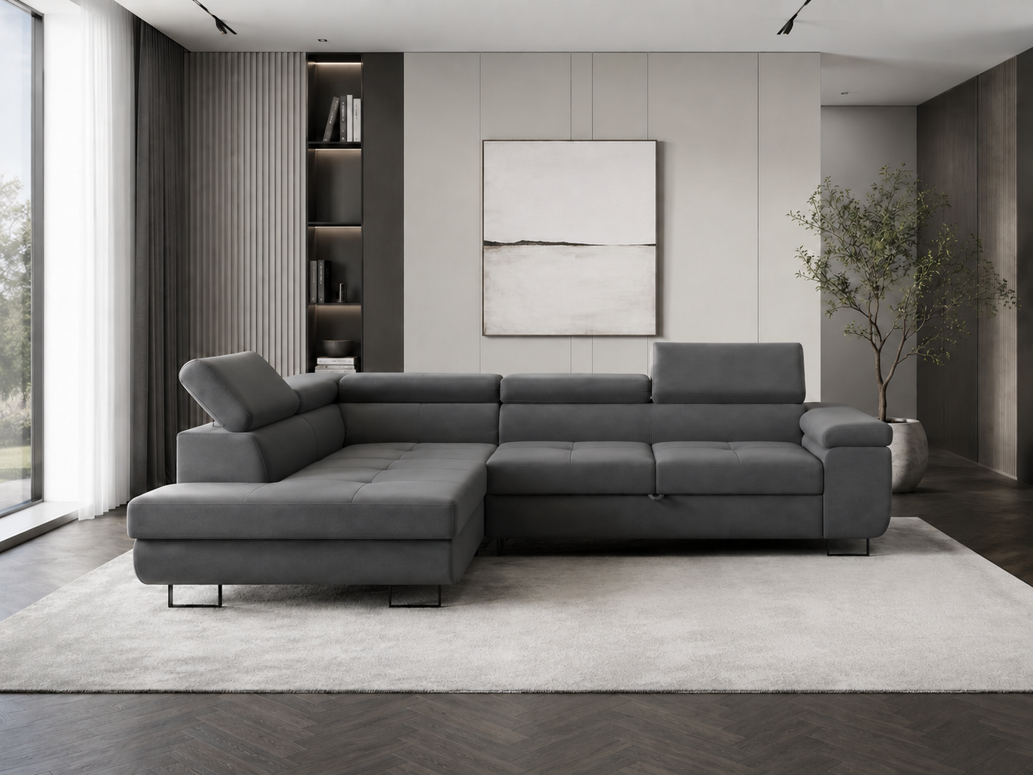 Canapé D'angle Convertible Tony Gris Anthracite