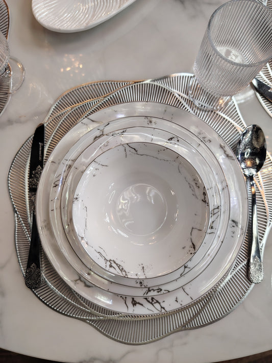 Service de table marbre argenté