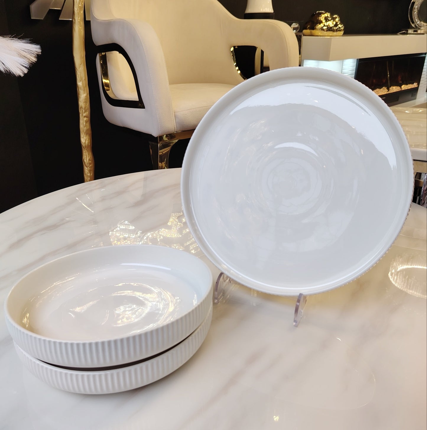 Service assiettes blanches