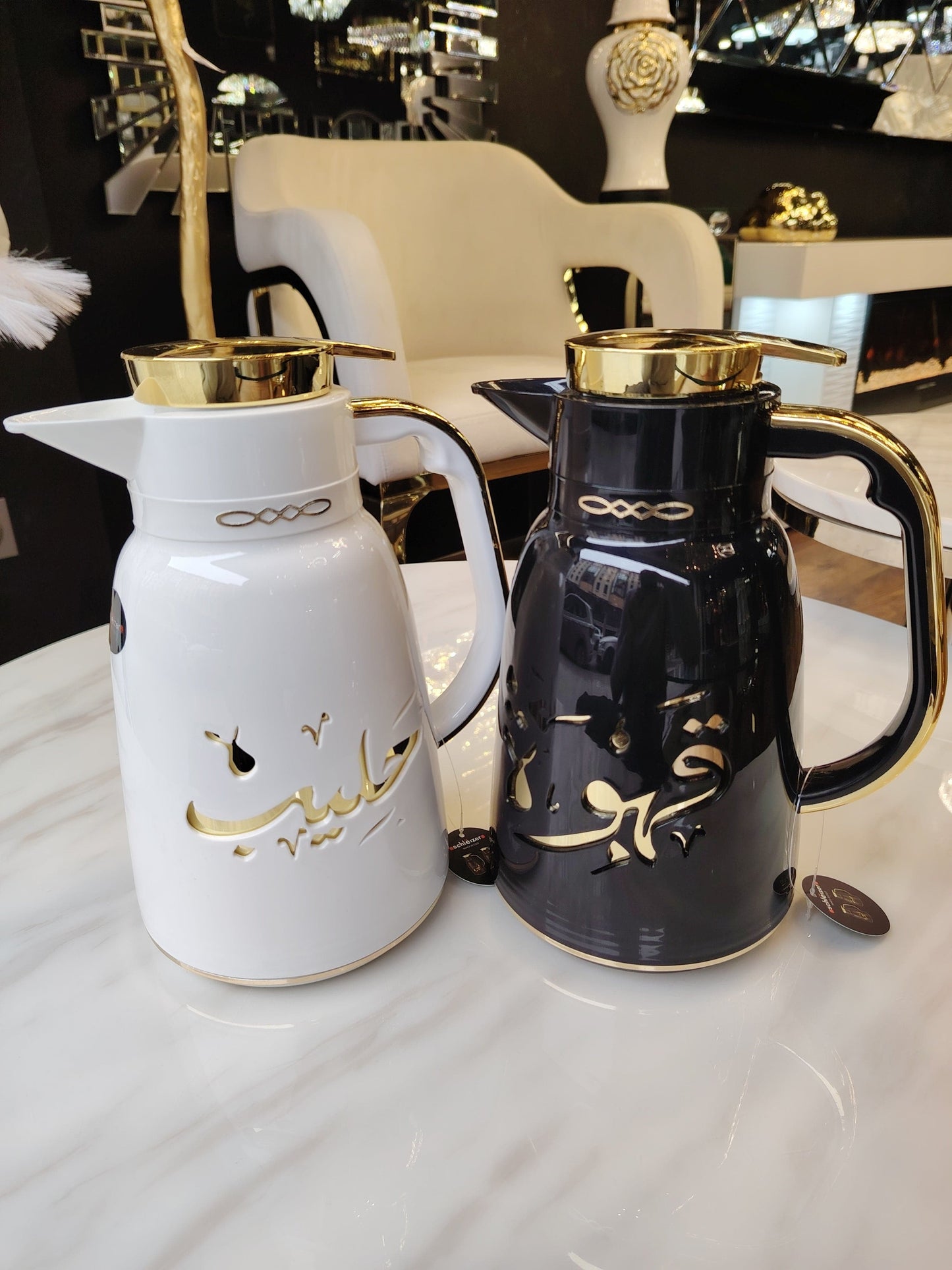 Thermos lait & café noir et blanc - Home de Luxe France 