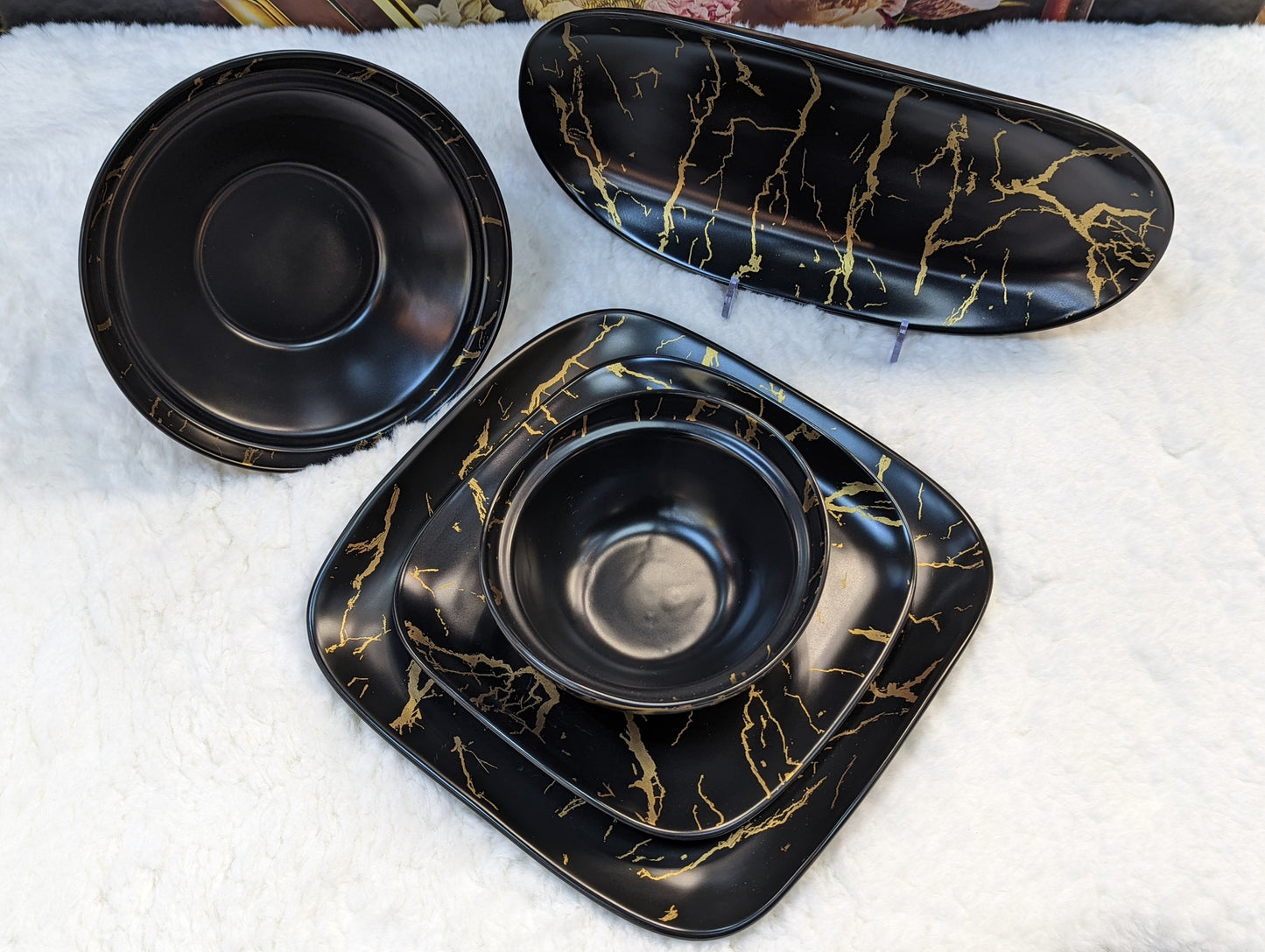 Service de table noir marbre