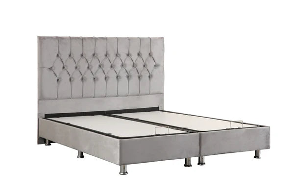 Lit Coffre HUGO BEIGE ou GRIS - Velours
