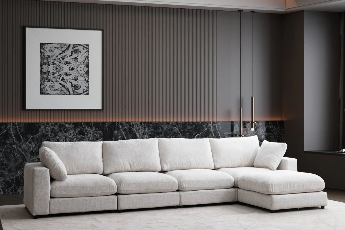 Canapé Julia Modulable Chenille 4+1 Pouf