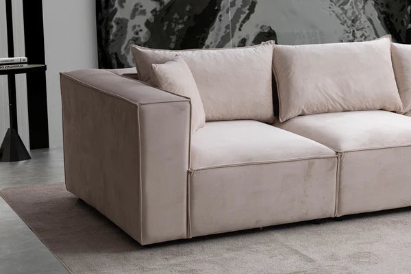 Canapé Elégance Velours Modulable 3+1 Pouf