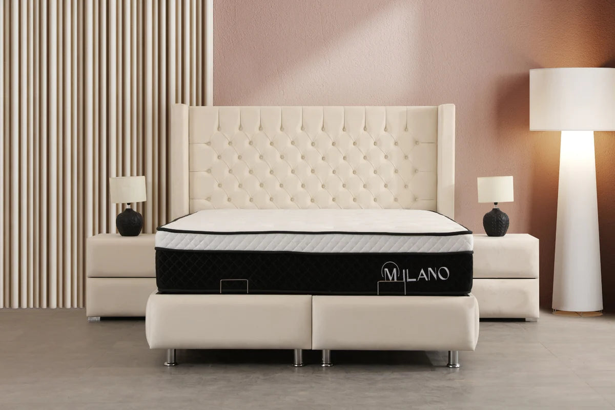Lit Coffre BIANCA BLANC CASSE - Velours