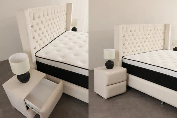 Lit Coffre BIANCA BLANC CASSE - Velours