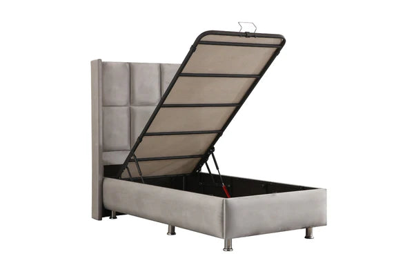 Lit Coffre Enfant RIO GRIS - Velours