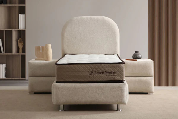 Lit Coffre Enfant JADE BLANC CASSE - CHENILLE 90X190