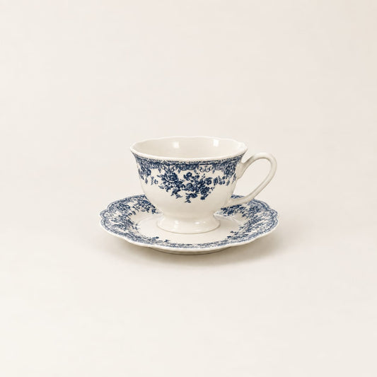 Set de six tasses et sous tasses vintage bleues