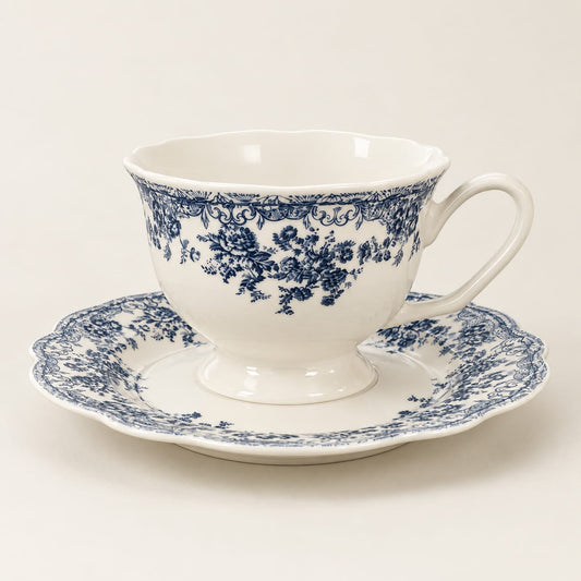 Set de six tasses et sous tasses vintage bleues