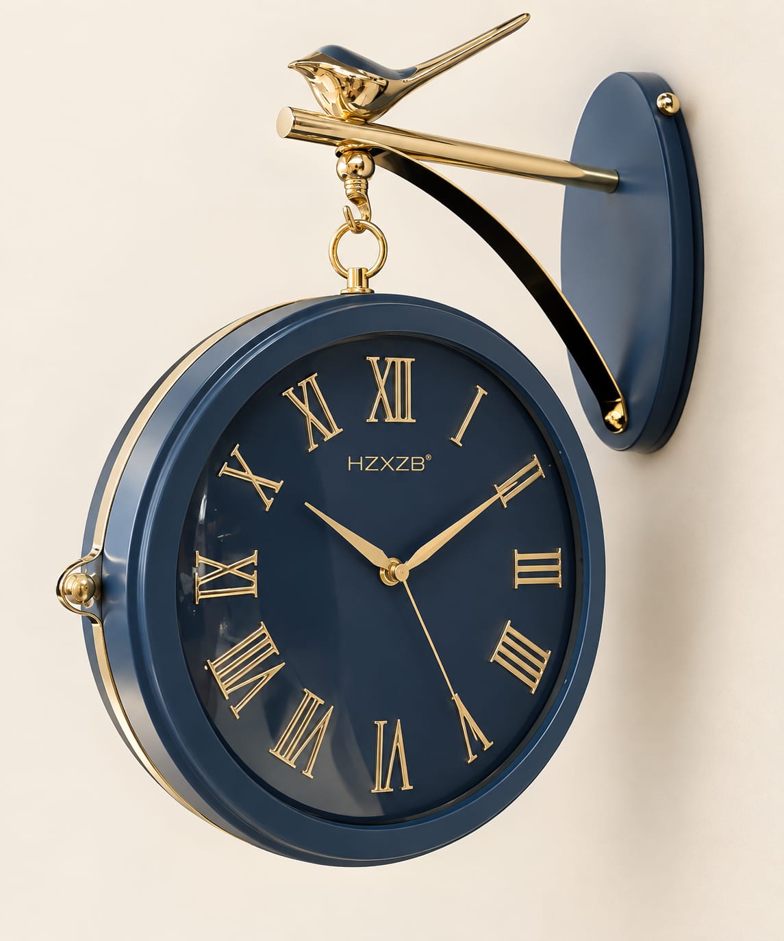 Horloge murale double cadran bleu