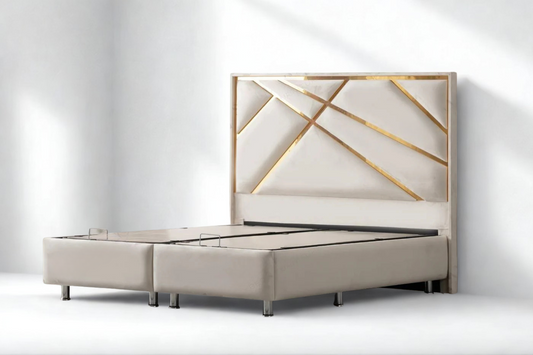 Lit Coffre PARMA BEIGE CLAIR - Velours