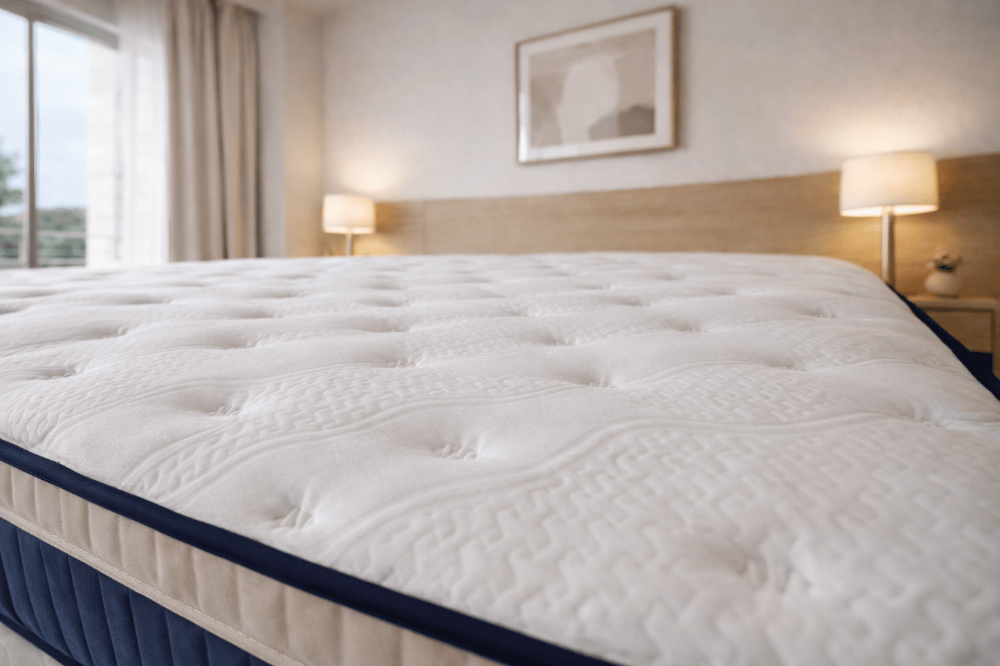 Matelas HomeDeLuxe Hilton en mousse de 25 cm, vue de face avec surface douce et ferme.