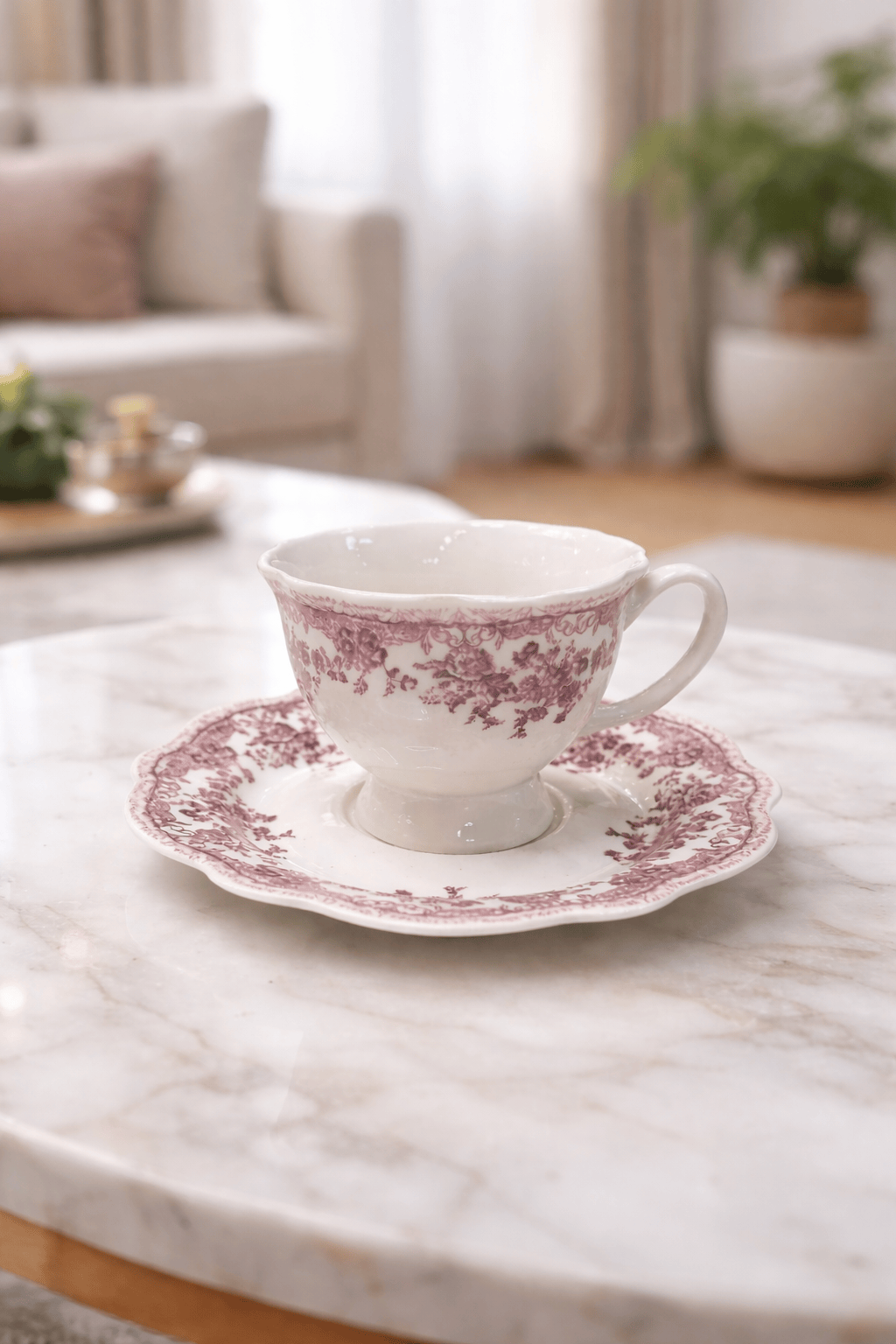 Set de 6 tasses et sous tasses vintage rouge - Home de Luxe France