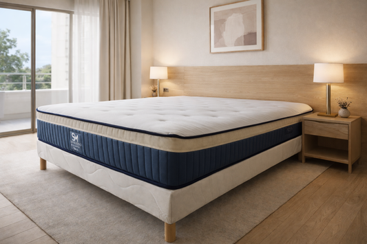 Matelas HomeDeLuxe Hilton en mousse de 25 cm d'épaisseur, image montrant la surface douce et le rembourrage confortable.