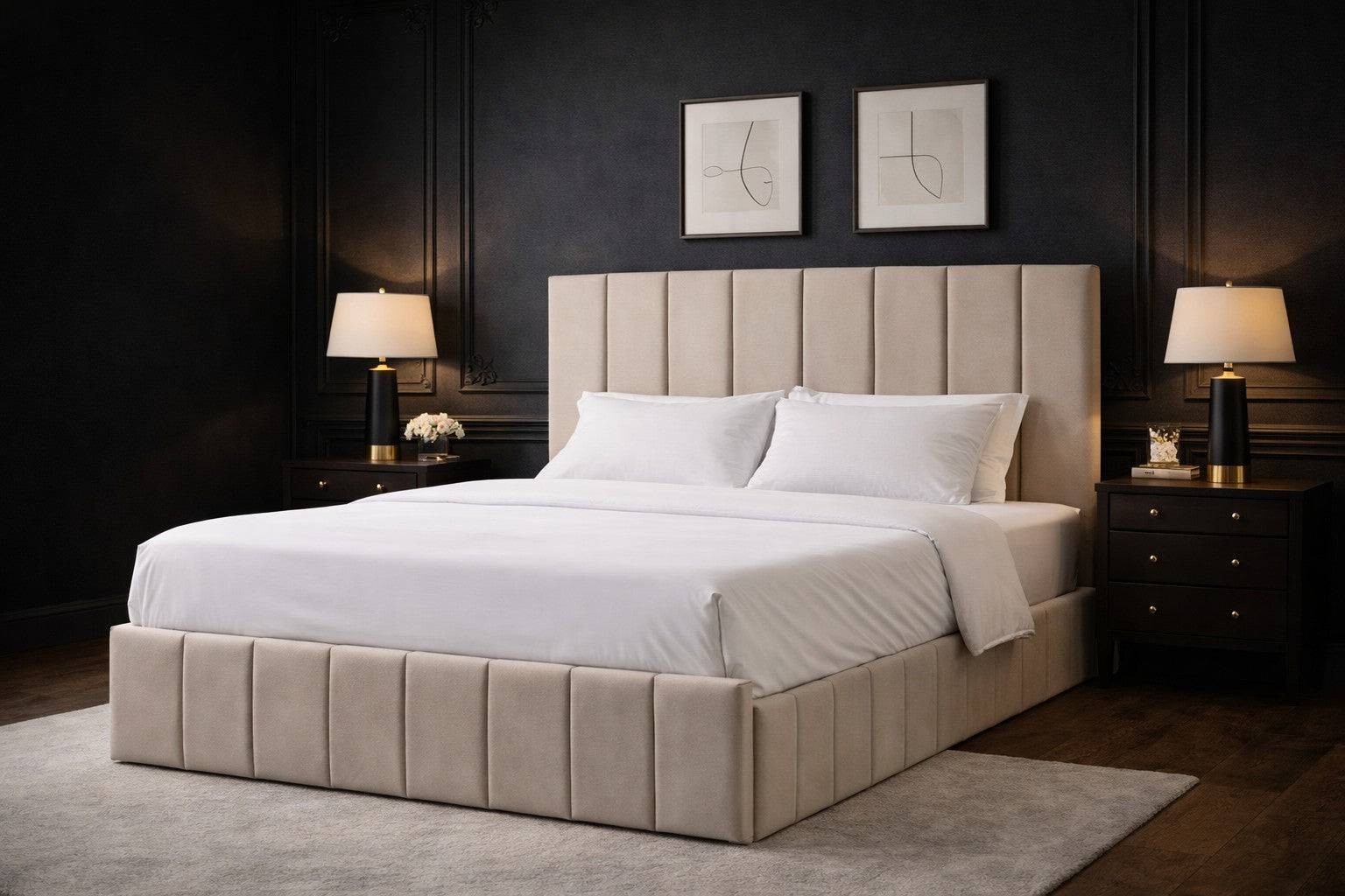 Cadre De Lit POLO BEIGE - Velours - Home de Luxe France 