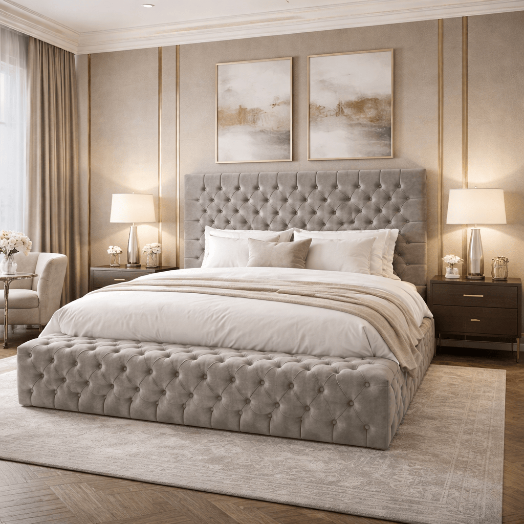 Cadre de lit ROYAL GRIS - Home de Luxe France 