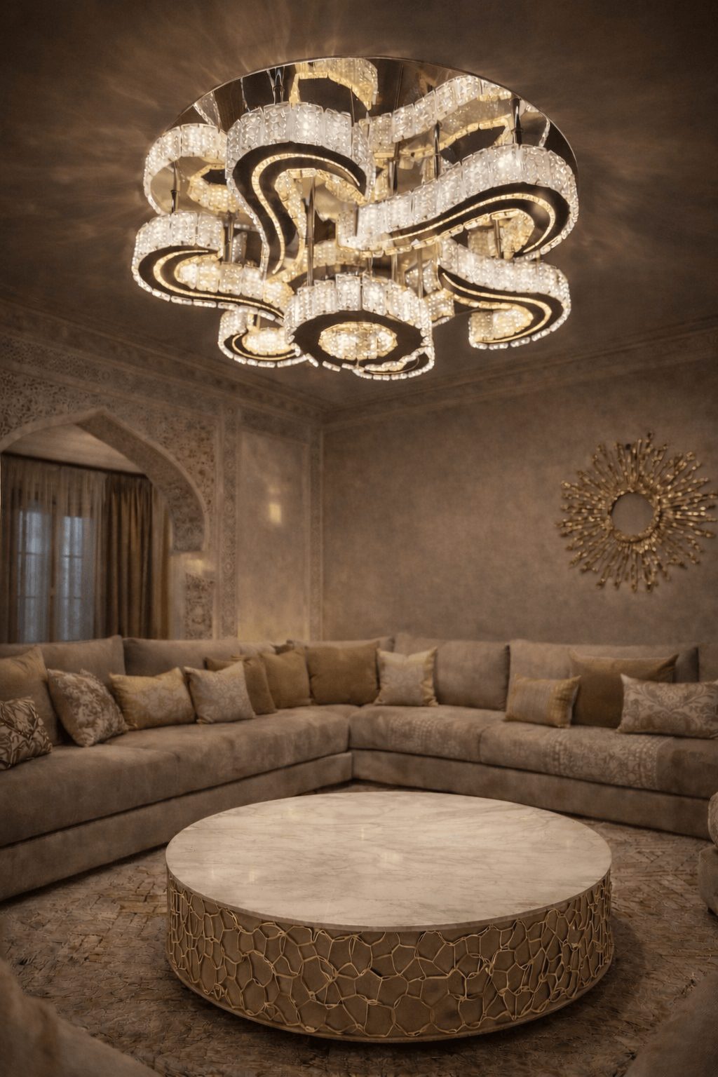 Lustre soleil LED integrée - Home de Luxe France 
